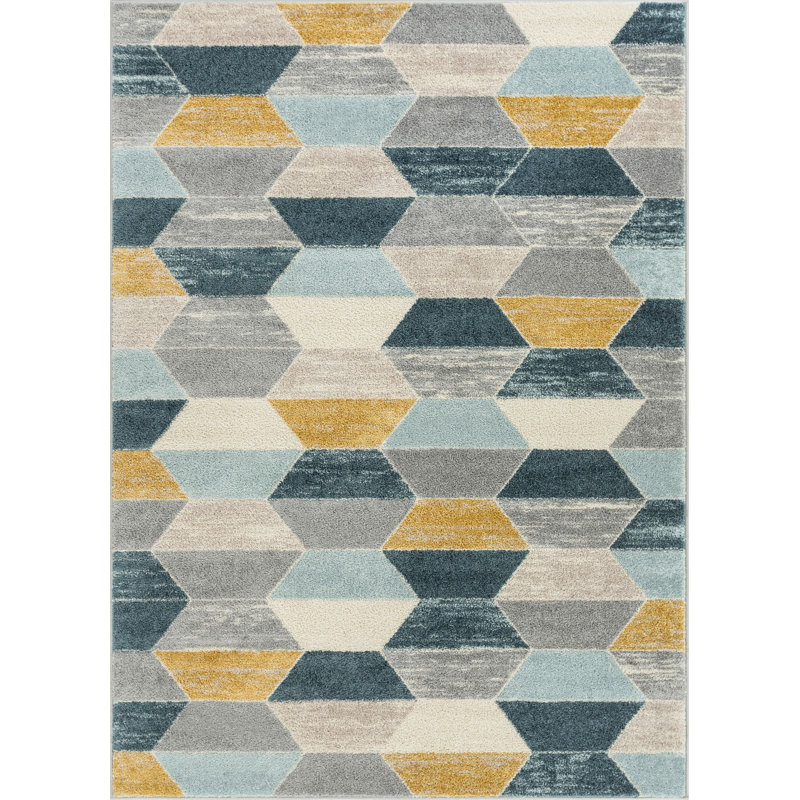 Well Woven Mystic Blue/Grey/Yellow Rug & Reviews Wayfair.co.uk
